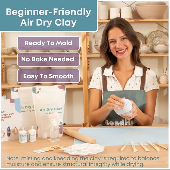 Pottery Kit for Beginners, 4.4LBS Air Dry Clay for Adults - Image 4