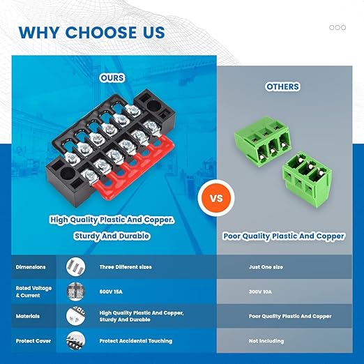 6 Sets Terminal Blocks, 6Pcs 4/5/6 Positions 600V 15A Dual Row Screw Terminal Strip Block + 6Pcs Pre-Insulated Terminals Barrier Strip + 60Pcs Insulated Fork Wire Connector…