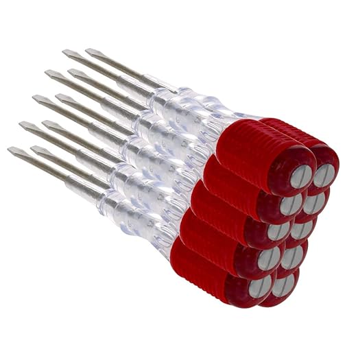 Fielect 10pcs Voltage Tester Voltage Detector Pen Circuit Tester Tool Steel Batch Slotted Test Pencil JRDB-859 AC/DC 100-500V Clear