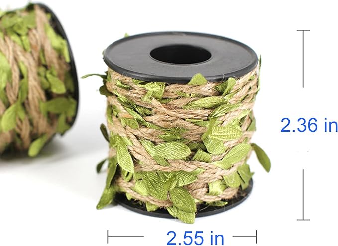 33 feet Natural Twine Green Leaf Jute 3ply 2MM Rope Hemp Burlap Ribbon String - Image 2