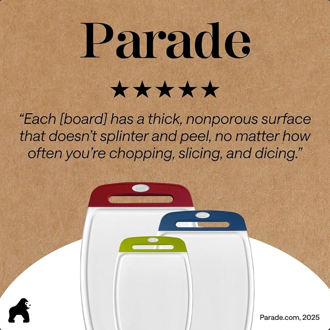 GORILLA GRIP BPA-Free Reversible Kitchen Cutting Board Set of 3, US Designed - Image 9
