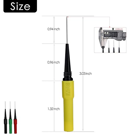 Piercing Clip Test Probe, 0.7mm Test Probe Pins, Non-Destructive Insulation Wire Piercing Needle, Piercing Probes Set for Banana Socket Plug Car Tester (4 Pcs)