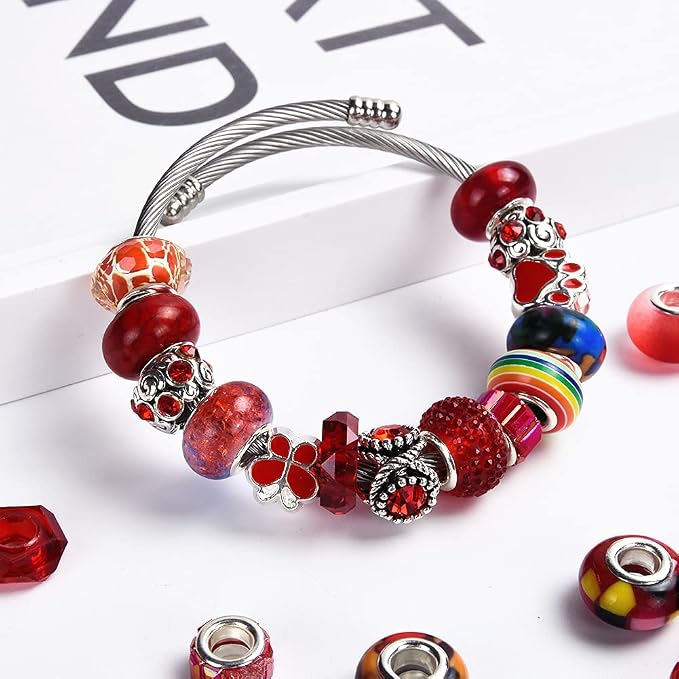 Aipridy European Large Hole Beads, Colorful Glass Charm Beads Set - Image 6