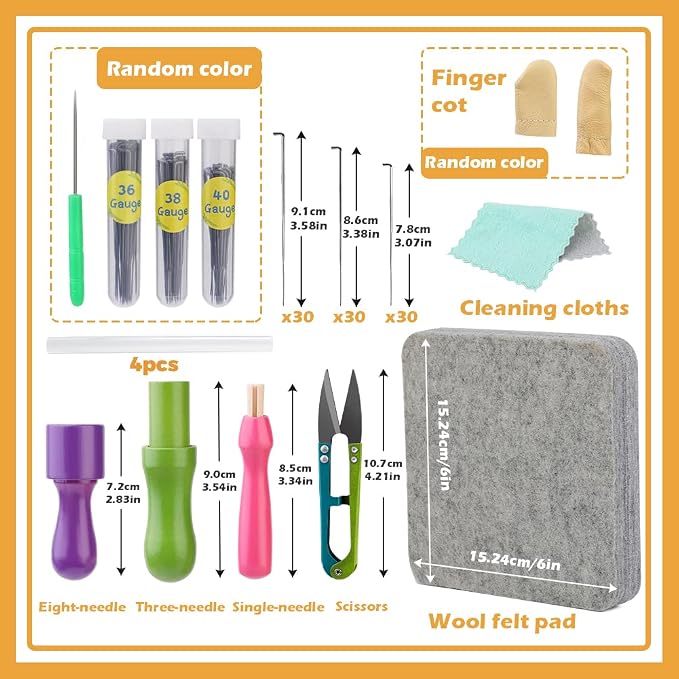 99 Pcs Needles Felting Tools Kit Soft 6"x6" Needle Felting Pad - Image 2