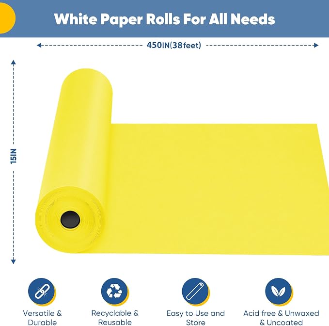 Yellow Wrapping Paper Craft Paper Kraft Paper Roll 15"x450", Bulletin Board - Image 2
