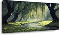 ZESTRILIA Willow Trees Forest Canvas Wall Art, Peaceful River Landscape by Unknown