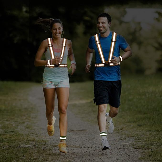 Reflective Vest Running Gear, 2Pack High Visible Safety VES for Cycling Jogging Running Walking, Adjustable for Men Women Kids