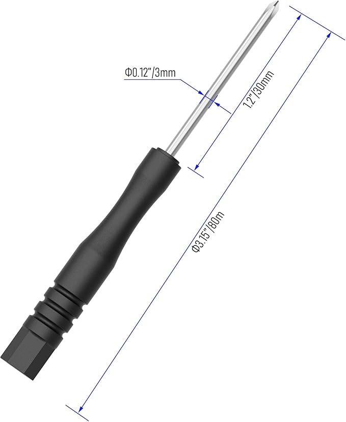 5PCS Mini Phillips Screwdriver, 3mm Cross Head with Black Non-slip Handle for Small Appliances, 3.15"(80mm) Total Length, Non-magnetic