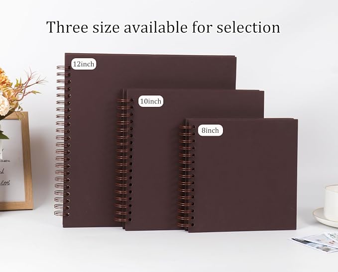 RECUTMS 10x10 Inch Scrapbook 60 Pages DIY Memory Album Kraft Paper Coffee | - Image 6