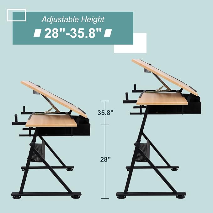 ZENY Drafting Table Art Desk Drawing Table Height Adjustable Artist Table - Image 3