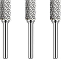 Carbide Burr Set 1/4" Shank SA-3 Die Grinder Bits Tungsten Double Cut Burr Bits (3/8" Cutter Dia X 0.86" Cutter Length) for Die Grinder Kits Metal Grinding Drilling Polishing (3pcs)