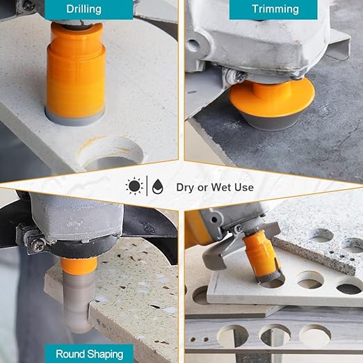 Tile Hole Saw Kit 13pcs - Diamond Core Drill Bits 6/6/8/19/25/35/50/75/102/125mm for Tile Porcelain Marble Granite with 20mm Diamond Finger Bit and 2" Chamfer Bit Trimming Hole and SDS Adapter