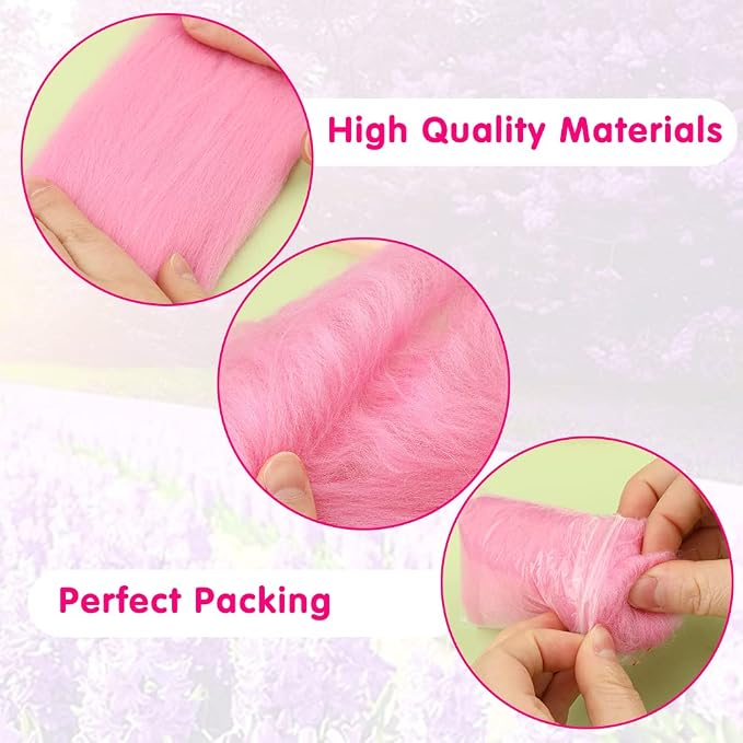 Wonvoc Needle Felting Wool 80 g, 8 Colors Nature Wool Roving, Wool Roving - Image 4
