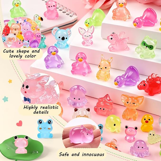 DIYDEC 85PCS Luminous Mini Resin Animals, Tiny Miniatures Figures Glow in The - Image 2