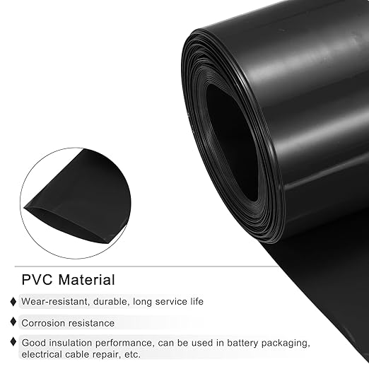MECCANIXITY Battery Wrap PVC Heat Shrink Tubing 32mm Dia 50mm Flat 33 Feet(10meters) Black Good Insulation for Battery Pack