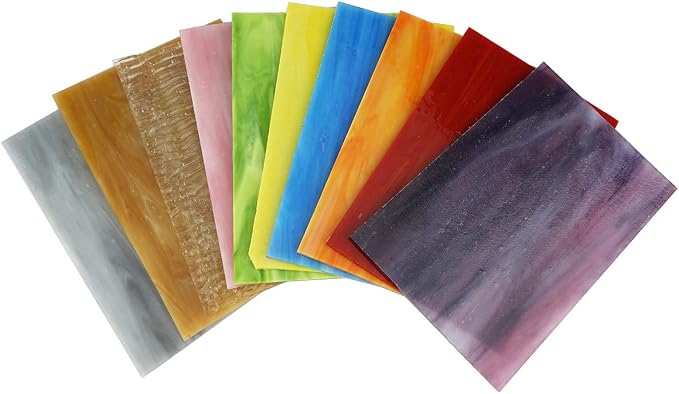 Lanyani（10 Sheets）Variety Stained Glass Sheets 4 x 6 inch Opal Art Glass Pack - Image 6