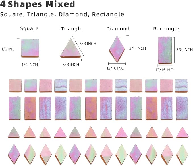 Lanyani Iridescent Glass Mosaic Tiles Supplies 200 Pieces Iridized Stained - Image 4