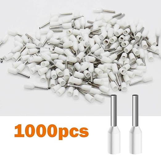 Fidioto AWG22 Wire Ferrules Terminals, 1000pcs AWG22 Terminal Connector Wire Insulated Cord Pin Ends Terminals for Electric, Industrial, Chemical Industry, Power Control System, etc.