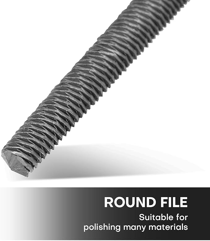6" Round Medium Cut File, Double Cut Teeth, Made of High Carbon Steel, Half Round Hand File Without Handle, Suitable for Shaping Metal, Wood, etc
