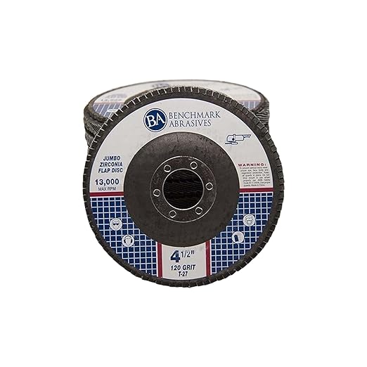 Benchmark Abrasives 4.5" x 7/8" Premium High Density Jumbo Zirconia Type 27 Flap Discs 4 1/2 for Angle Grinder, Sanding Discs, Finishing - Grinding Wheels 4 1/2 inch - (100 Pack) - 120 Grit