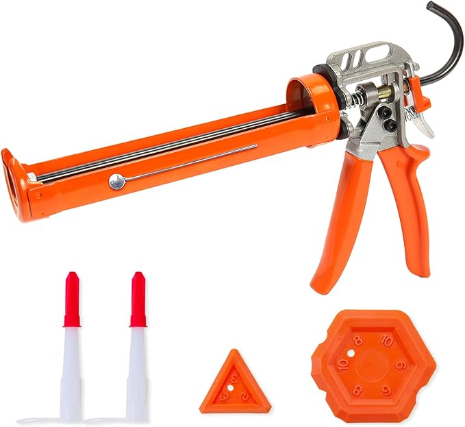 Holothurian Caulking Gun, Caulk Gun No Drip,Sealant Finishing Tool Grout Scraper for Kitchen Bathroom Window Sink Joint, 1/10 Gallon Cartridge, 20:1 Thrust Ratio