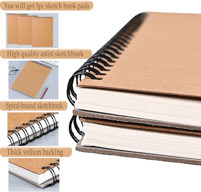 Mixed Media Sketch Pad, 5.5" x 8.5" Spiral Bound, 90 Sheets, Durable Acid Free - Image 2