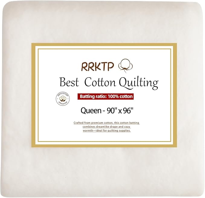 RRKTP Cotton Batting for Quilting，200 g/m² Lightweight Quilt Batting Queen by home