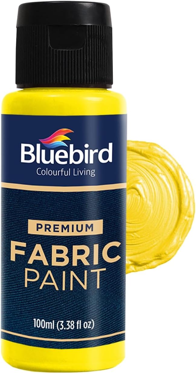 BLUEBIRD Fabric Paint, Lemon Yellow, 3.4 Fl Oz, Permanent Fabric Paints by BluebirdArts