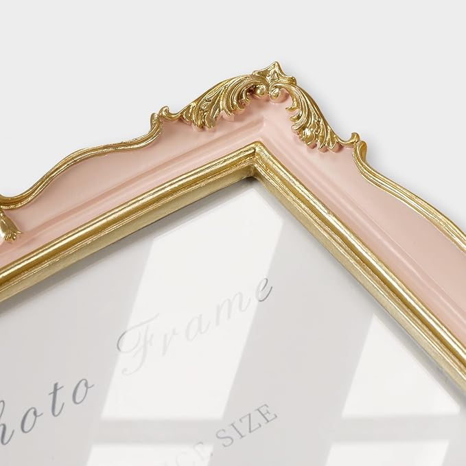 Cuspin 8x10 Vintage Picture Frame Pink and Gold Frames, Elegant Ornate Pink - Image 4