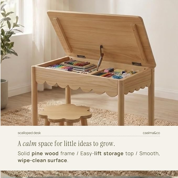 CAALMA Kids Table and Chair Set, Solid Wood - Image 3