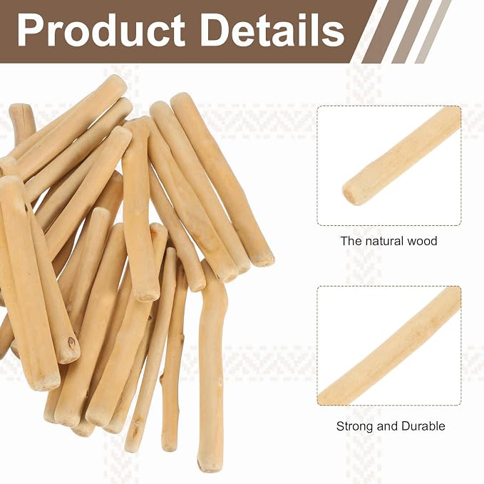 MECCANIXITY 4.7" Natural Driftwood Pieces, 0.3" to 0.7" Dia Driftwood Twigs - Image 3