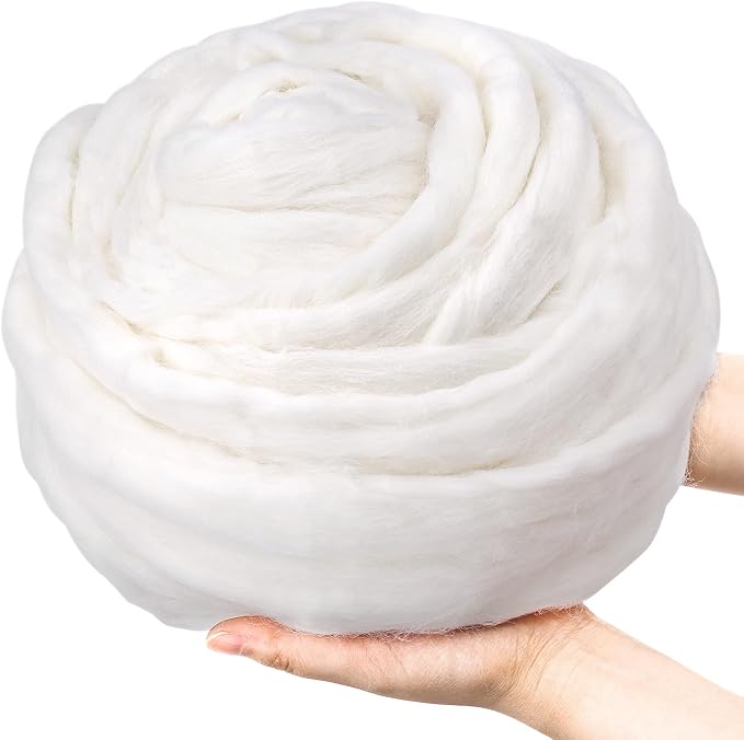 Jupean 16 oz Wool Roving: 1 lb Needle Felting Wool Yarn Roving Wool Felt White by Jupean