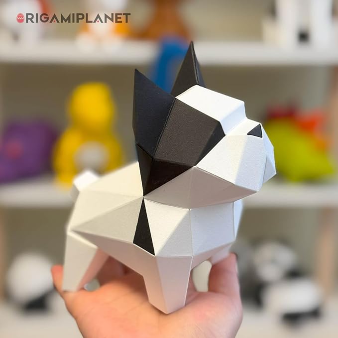 Bulldog 3D Origami Paper Craft Kit, Easy DIY Pre-Cut Puppies Paper Sculpture - Image 4