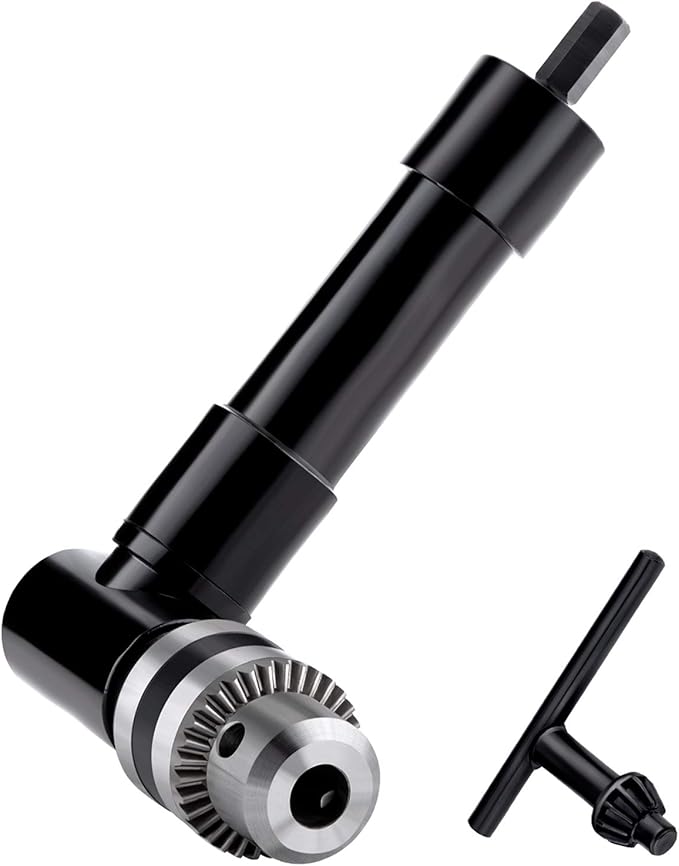 OCGIG Cordless Right Angle Drill 1-10mm Attachment Adapter 90 Degree Handle Chuck 3/8" Keyed Extension Drilling Tool