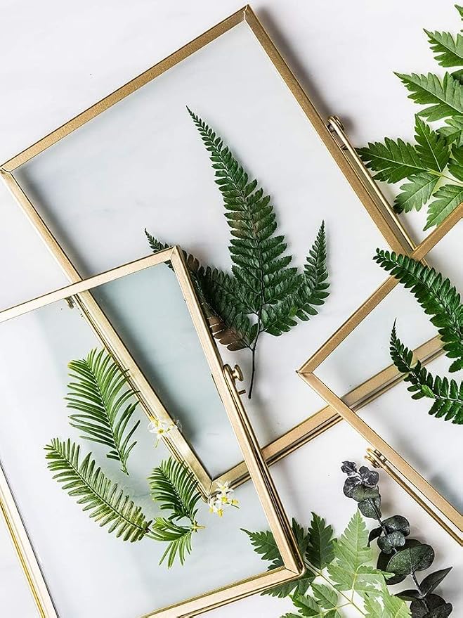 Gold Picture Frames Set of 3 — 4x4 4x6 5x7 Floating Glass Photo Frame Gift | - Image 2