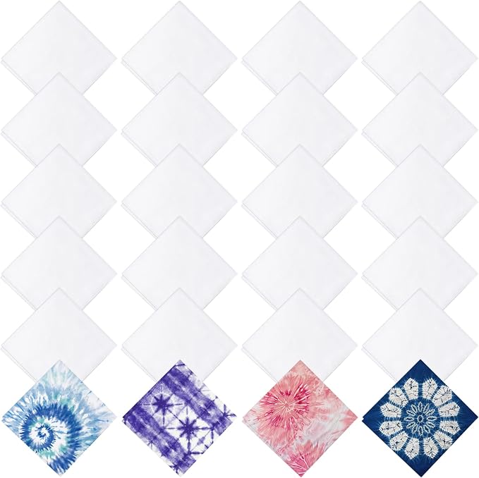 White Bandana Bulk for Tie Dying Bulk Blank, Solid Handkerchiefs DIY Blank by Mkway