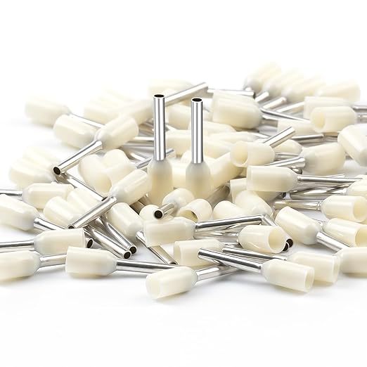 AIRIC UL Listed Wire Ferrule Connectors 22 Gauge - DIN Standard - Crimp Copper Ferrules Terminals Wiring Electrical Connector Nylon Insulated Pin Cord End Terminal 22 AWG, White, 200 Pcs