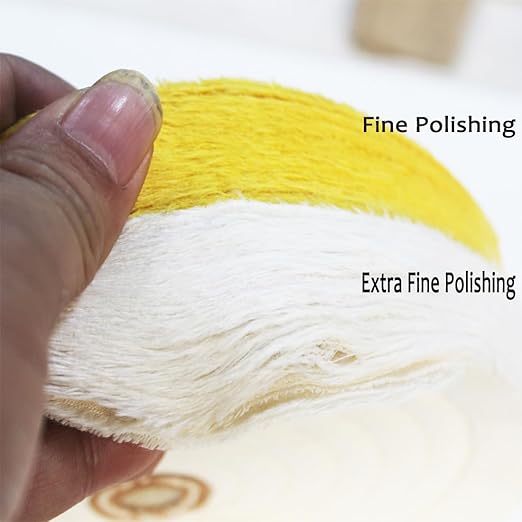6 Inch Extra Thick Cotton Buffing Wheel,70 Ply White Buffing Wheel and 55 Ply Yellow Polishing Wheel with 5/8 Inch Arbor Hole for Bench Grinder/Die Grinder(Pack of 2)