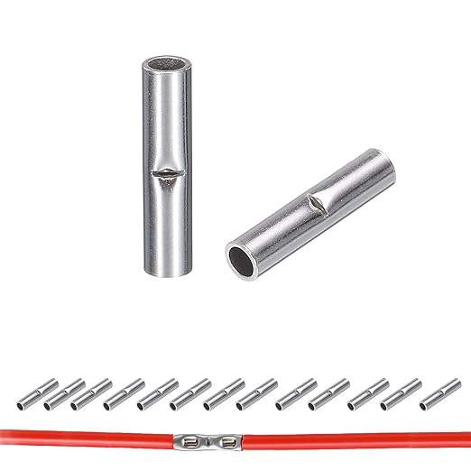 100 PCS Non-Insulated Butt Connectors Kit, AWG 16-14 Wire Ferrules, Electrical Wire Connectors Crimp Ferrule Terminals Kit-BN2