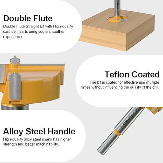FivePears Forstner Drill Bit 3/8 inch Shank, 1-9/16 inch Cutting Diameter, Carbide Tipped Wood Hole Saw Auger Opener, Hole Opener Hinge Hole Cutter for Woodworking, Plastic, Plywood Products