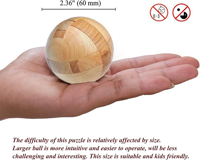 KINGOU Wooden Puzzle Magic Ball Brain Teasers Toy Intelligence Game Sphere - Image 4