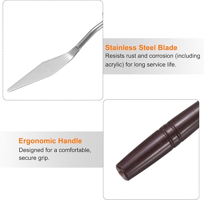 HARFINGTON 8pcs Palette Knife Painting Tool 6.3" Pointed Stainless Steel Blade - Image 5