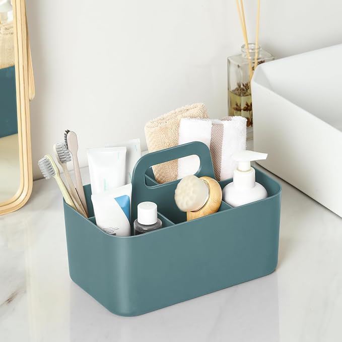 Multiuse Caddy Organizer with Handle, Portable Divided Plastic Tote Bin - Image 3