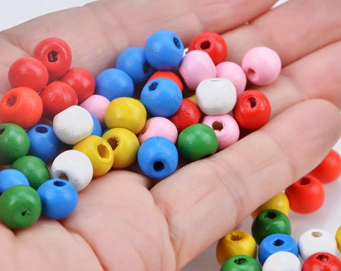 AD Beads Wood Spacer Loose Wooden Craft Beads Big Hole Beads Assorted - Image 4