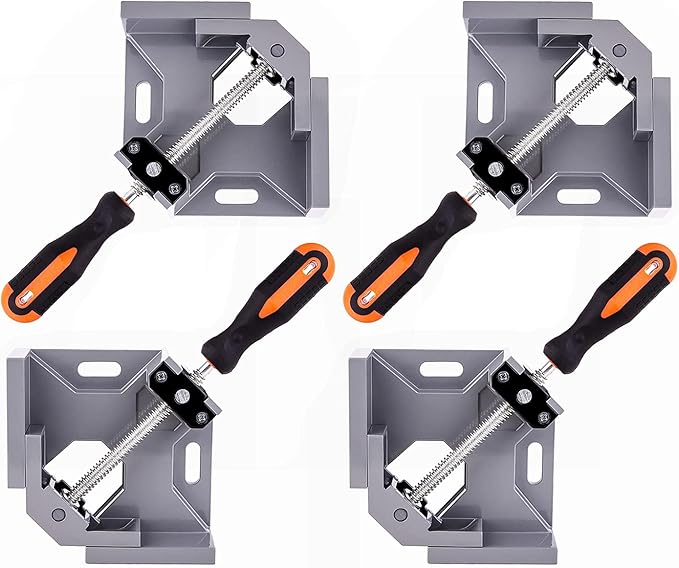 4pcs Corner Clamp - Right Angle 90 Degree Wood Clamps For Woodworking, With Adjustable Swing Jaw Aluminum Alloy Frame, For Welding, DIY Woodworking