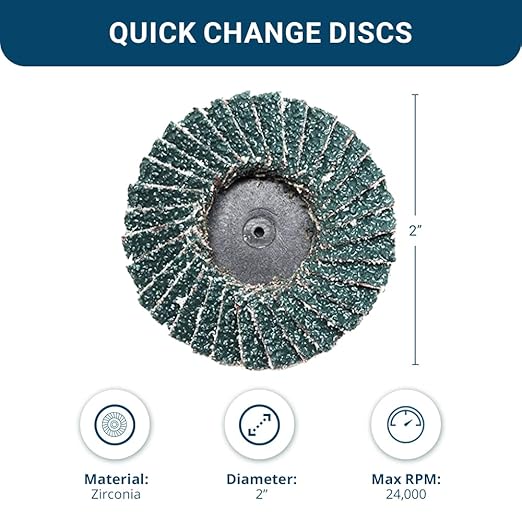 Benchmark Abrasives 2" Quick Change Zirconia Flap Disc Grinding Wheel with Male R-Type Back Design - Cleaning Finishing Deburring of Irregular Surfaces - for Die Grinder & More (10 Pack), 80 Grit