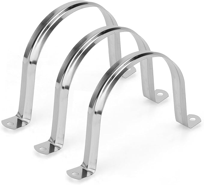 50Pcs M100 Stainless Steel Pipe Strap, 4 Inch Stainless Steel Clamp, Two Hole Strap, U Bracket Tube Clip for Water Pipes, Cables