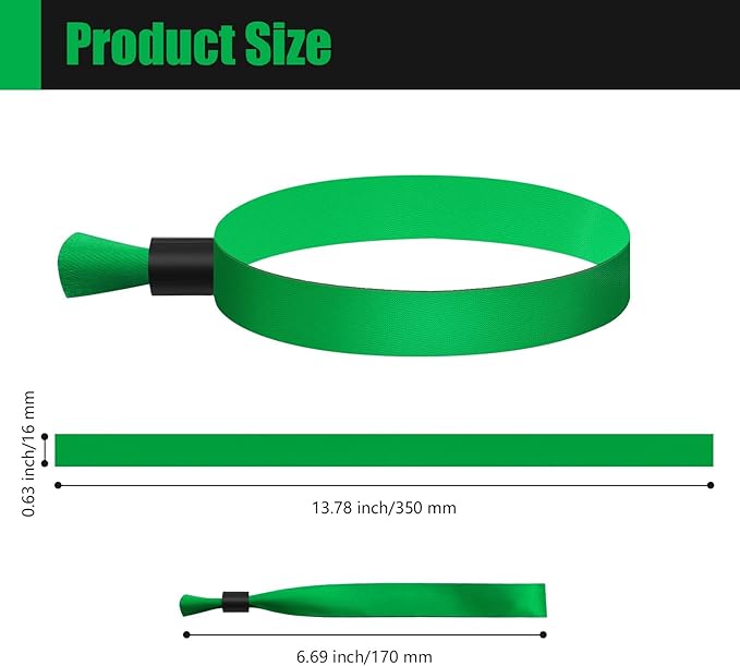100 Cloth Wristbands for Events, Lightweight Concert & Club Entry (Green)