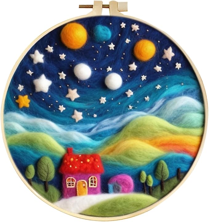 CaptainCrafts Needle Felting Kit, Wool Felt Supplies, Embroidery Hoops by CaptainCrafts