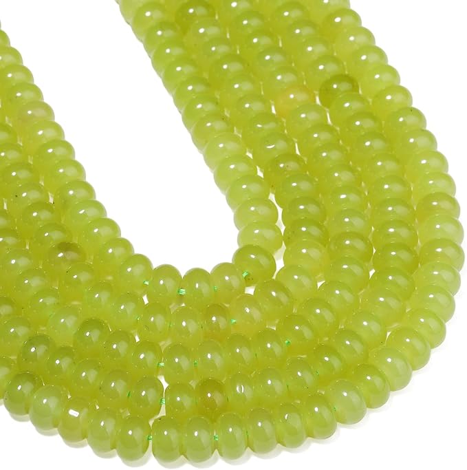 Songxi 5x8mm Natural Green Lemon Jade Stone Rondelle Beads, Gemstone - Image 7